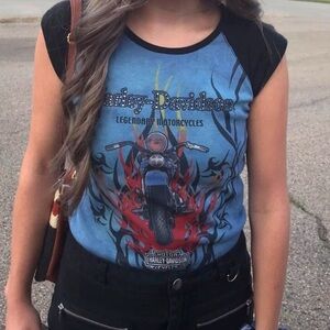 HARLEY DAVIDSON TIE DYE SHIRT WITH RHINESTONES